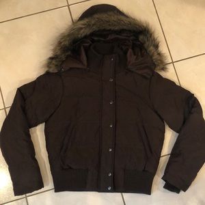 Warehouse Women’s  Brown Puffer Jacket w/ Fur Hood